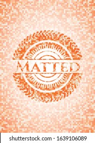 Matted abstract orange mosaic emblem