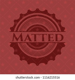 Matted badge with red background