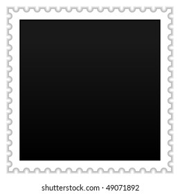 Matted black blank postage stamp with shadow on white