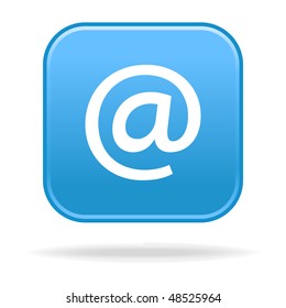 Matted blue rounded squares buttons with arroba symbol and drop shadow