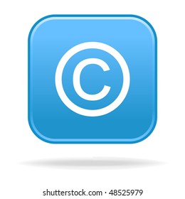 Matted blue rounded squares buttons with copyright symbol and drop shadow