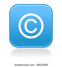 Matted blue rounded squares buttons with copyright symbol and gray reflection