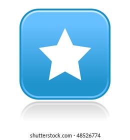 Matted blue rounded squares buttons with star symbol and gray reflection