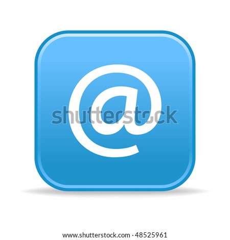 Matted blue rounded squares buttons with arroba symbol and shadow