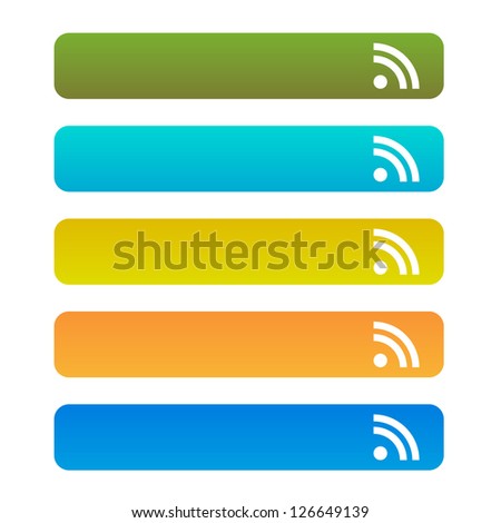 Matted  color buttons with RSS symbol