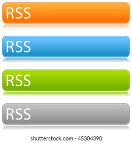 Matted color group buttons with RSS text on a white background