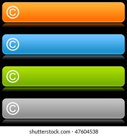 Matted color rounded buttons with copyright symbol on black background