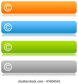 Matted color rounded buttons with copyright symbol on white background