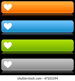 Matted color rounded buttons with heart symbol on black background