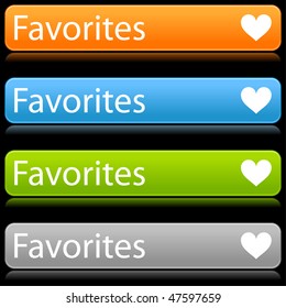 Matted color rounded buttons with heart symbol and text on black background