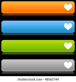 Matted color rounded buttons with heart symbol on black