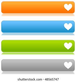 Matted color rounded buttons with heart symbol on white