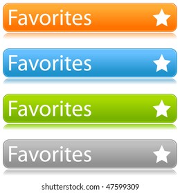 Matted color rounded buttons with star symbol and text on white background