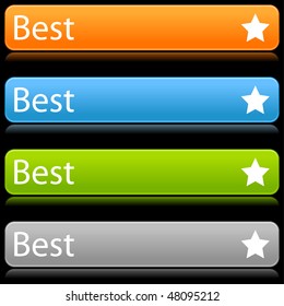 Matted color rounded buttons with star symbol and text on black