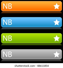 Matted color rounded buttons with star symbol and text on black