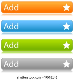 Matted color rounded buttons with star symbol and text on white