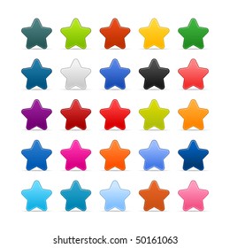 Matted color star web buttons on white