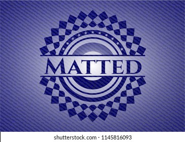Matted emblem with denim high quality background