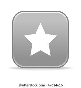 Matted gray rounded squares button with star and shadow on white