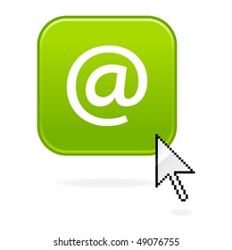 Matted green buttons with arrobase symbol and cursor on white