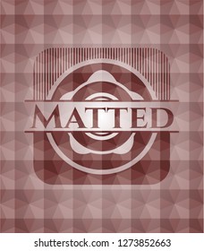 Matted red badge with geometric pattern background. Seamless.