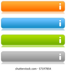 Matted satin color buttons with info symbol on a white background