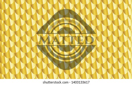Matted shiny golden emblem. Scales pattern. Vector Illustration. Detailed.