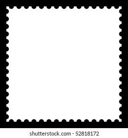 Matted white blank postage stamp with shadow on black