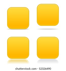 Matted yellow blank rounded squares web buttons on white