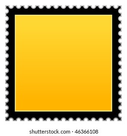 Matted yellow hazard warning blank postage stamp on white background