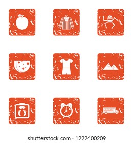 Matter icons set. Grunge set of 9 matter vector icons for web isolated on white background