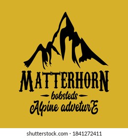 Matterhorn bobsleds Alpine adventure Italy and Switzerland, vector illustration t-Shirt design, Disneyland Shirt, Disneyland ride shirt, Matthorn bobsled Excursions
