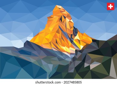 Matterhorn Berg Hintergrund Low-Poly-Vektorstil. EPS10