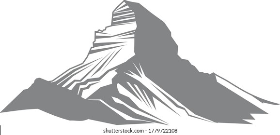 Matterhorn mountain, graphic mountain, vector, isolated