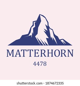 Matterhorn, Swiss Alps. Landscape of Alps with Matterhorn, vector illustration
