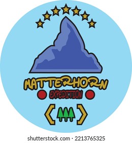 matterhorn swiss alps logo icon design vector flat modern isolated illustration