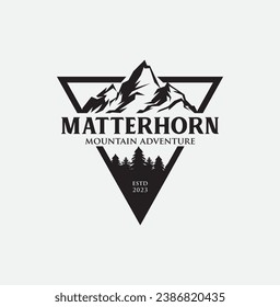 matterhorn swiss alps mountain  logo icon design vector flat illustration