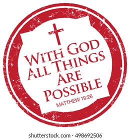 Matthew 19 26, Bible quote stamp