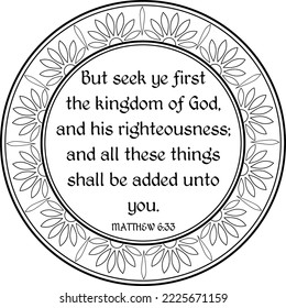 Matthew 6:33 verse text in floral frame