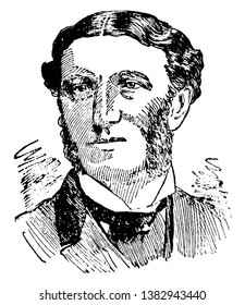 Matthew Arnold, 1822-1888, he was an English poet and cultural critic, vintage line drawing or engraving illustration