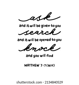 Matthew Bible Verse Lettering. Matthew 7 Bible Quotes with Modern Calligraphy