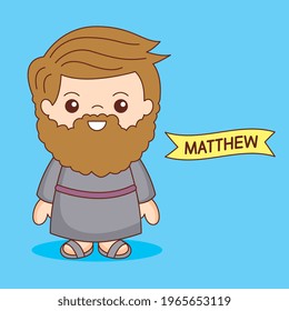 matthew disciple of jesus cartoon. vector illustration