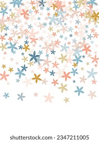 Matthiola stylized flowers vector illustration. Tiny field blossom elements scattered. Valentines Day background. Cartoon flowers Matthiola simple blossom. Striped petals.