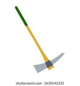 Mattock com ferramenta mão de extremidade de escolha em vetor de design plano