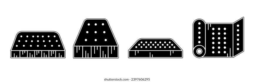 Mattres icon collection. An illustration of a black mattres icon. Stock vector.