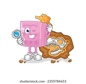 the mattress archaeologists with fossils mascot. cartoon vector