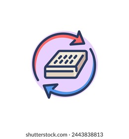 Mattress with arrows thin line icon. Circulation, orthopedic, breathable mattress sign. Comfort and sleeping concept. Vector illustration symbol element for web design and apps