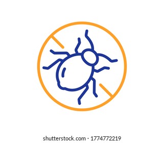 Mattress bed bugs line icon. Hypoallergenic sign. Anti-allergic symbol. Colorful thin line outline concept. Linear style bed bugs icon. Editable stroke. Vector