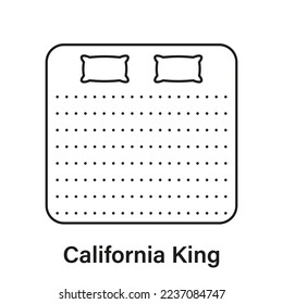Mattress California King Line Icon. Bed Size Dimension Linear Pictogram. Bed Length Measurement for Bedchamber in Hotel or Home Icon. Mattress Size. Editable Stroke. Isolated Vector Illustration.