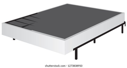 Mattress and classic frame base. Vector illustration.